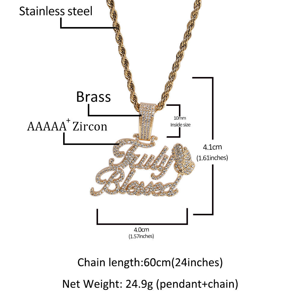 Jewelry Truly Blessed Letter Pendant with Diamonds Alphabet Pieces Spectrum