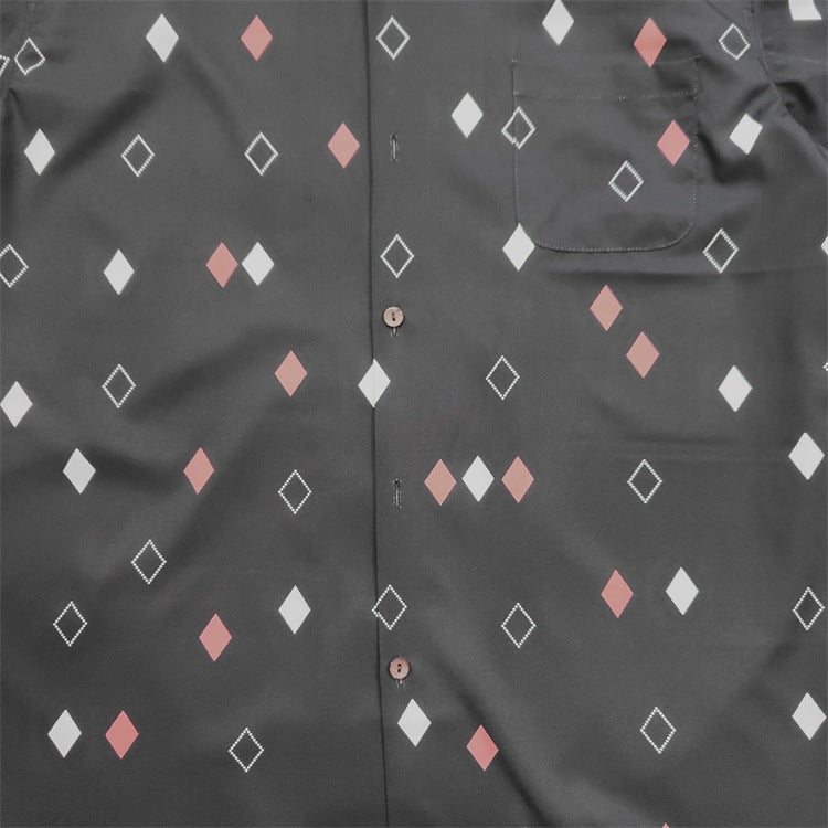 GUILTYPARTIES TIGER Shirts square pattern print rayon Hawaiian short-sleeved shirt beach shirt