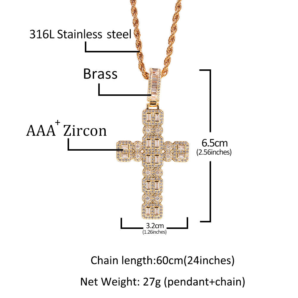 Jewelry Gold Plated Zircon Cross Pendant Necklace Crosses Spectrum St. Valentine's