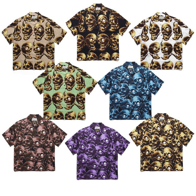 GUILTYPARTIES TIGER Shirts 56 TATTOO Tattoo, Ghost Head, Skull Hawaiian Short Sleeve Shirt Men