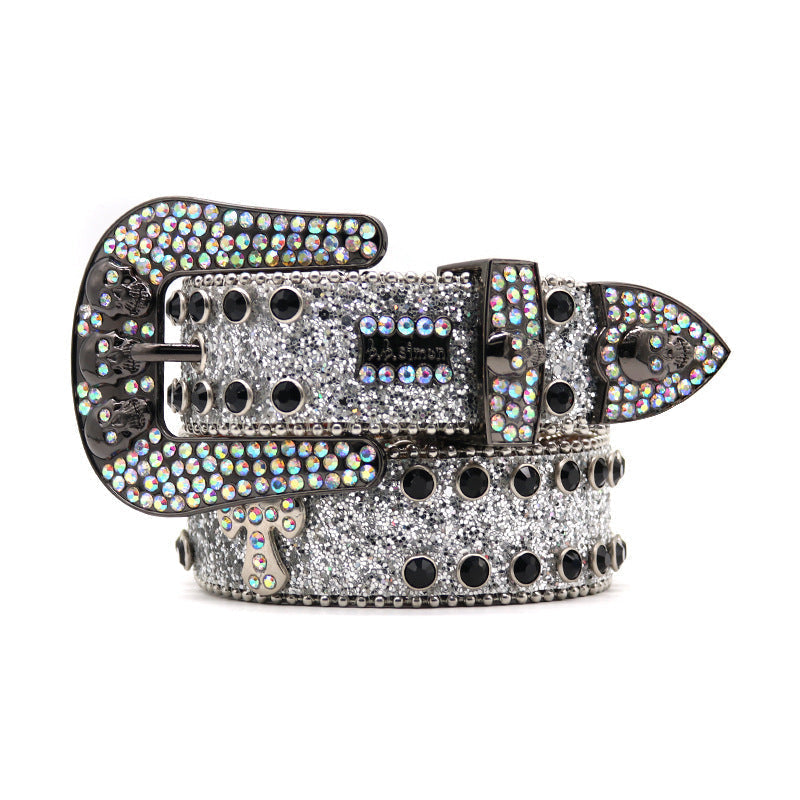 Hip-hop punk rhinestone belt decorative cross