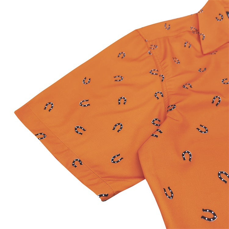 GUILTYPARTIES TIGER Shirts U-Magnet Full Print Casual Hawaiian Lapel Short Sleeve Shirt