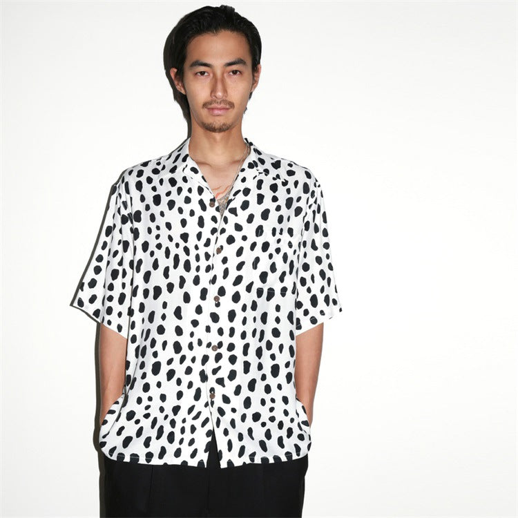 GUILTYPARTIES TIGER Shirts 24ss LEOPARD SHIRT Leopard print Hawaiian short-sleeved shirt men