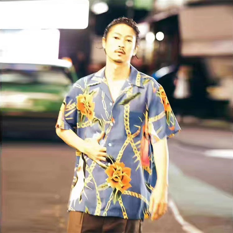 GUILTYPARTIES TIGER Shirts 20SS Bramble Flower, Virgin Mary, Hawaiian Short Sleeve Shirt Men