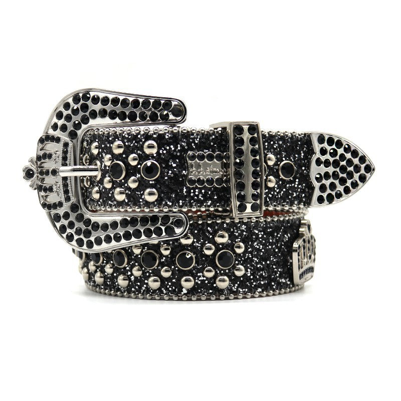 Hip-hop punk rhinestone belt crown y2k punk belt