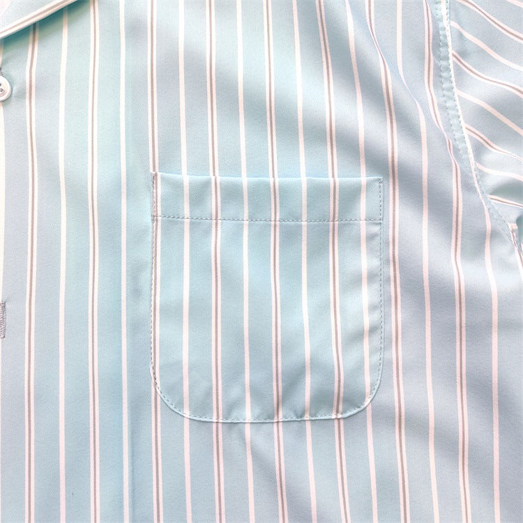 GUILTYPARTIES TIGER Shirts Striped color-matching rayon Hawaiian short-sleeved shirt Beach resort shirt
