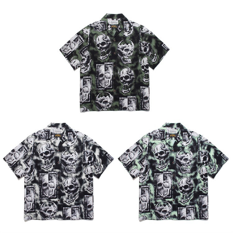 GUILTYPARTIES TIGER Shirts 56 TATTOO STUDIO Skull Ghost Hawaiian Short Sleeve Shirt