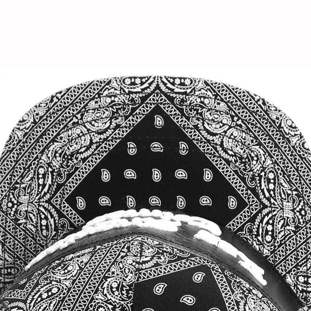 Trendy flat brimmed snapback hatslos angeles cashew pattern