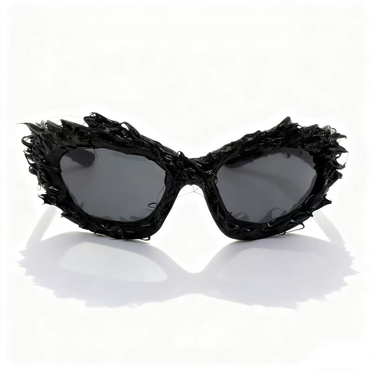 Trendy punk glasses asymmetrical dark cat eyes