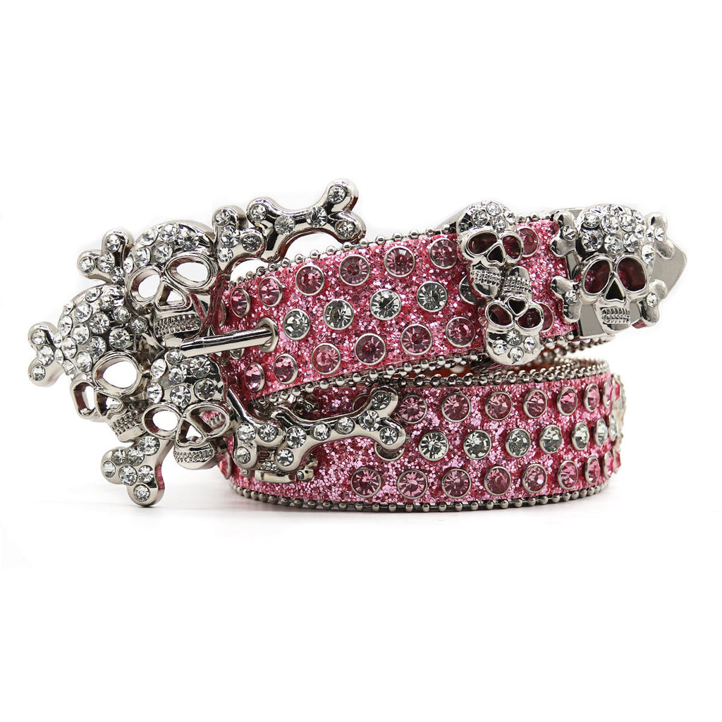 Hip-hop punk rhinestone belt rhinestone skull loose