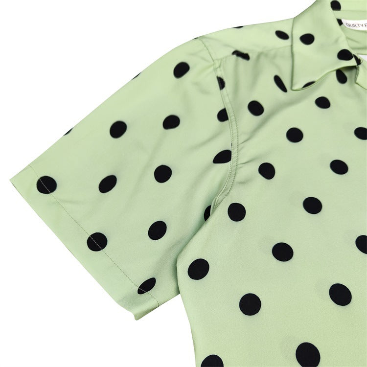 GUILTYPARTIES TIGER Shirts 24ss polka dot glass ball rayon Hawaiian casual short-sleeved shirt
