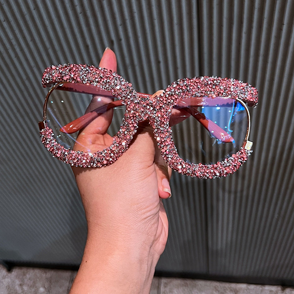 Trendy punk glasses full of diamonds