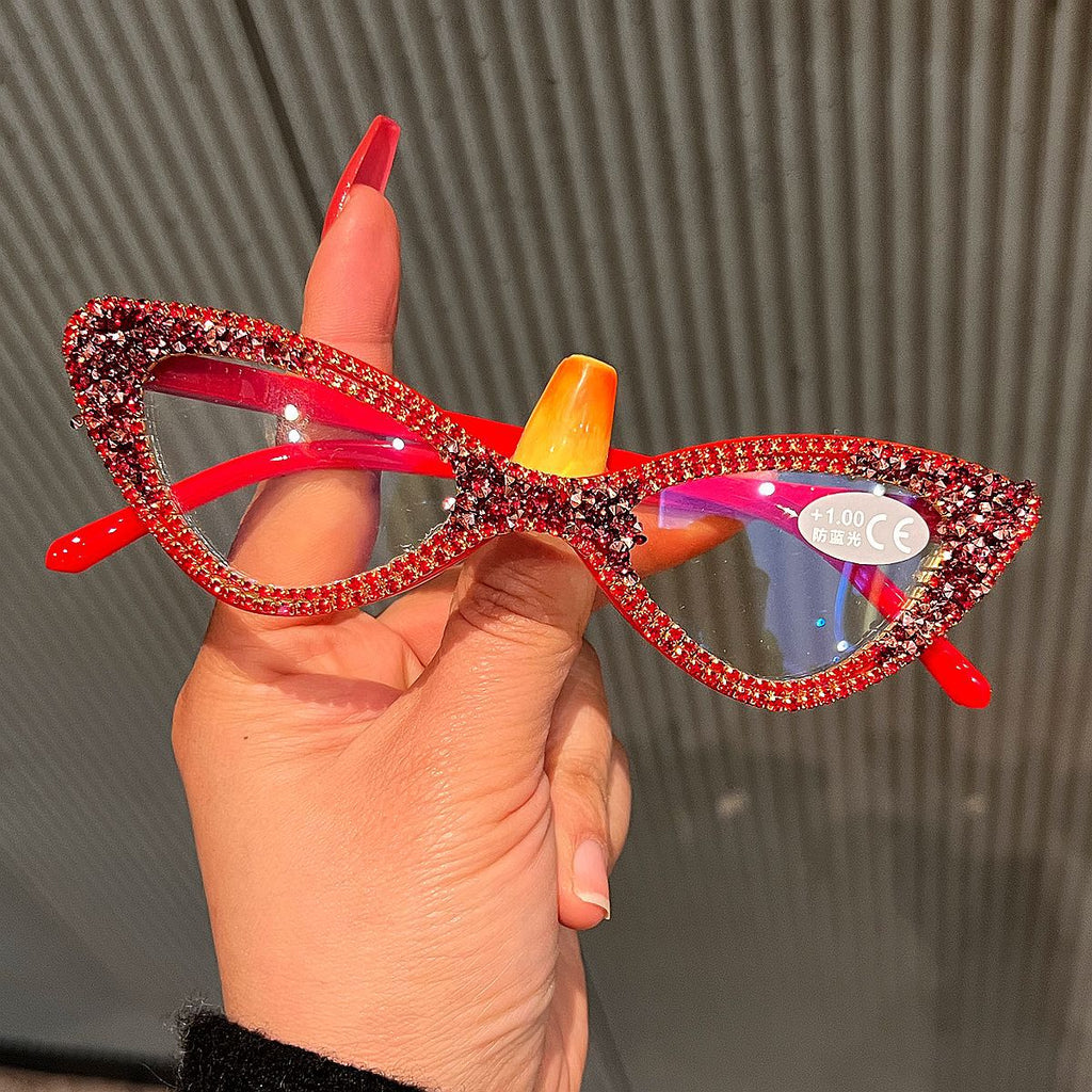 Trendy punk glasses cat eyes full of diamonds retro