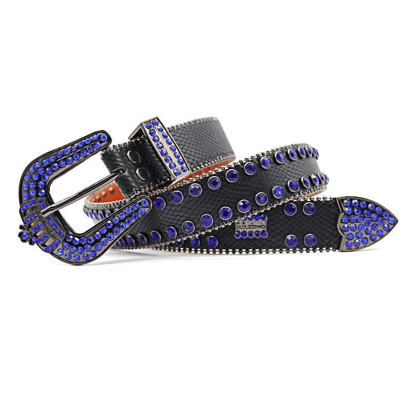 Hip-hop punk rhinestone belt crown rhinestone punk style