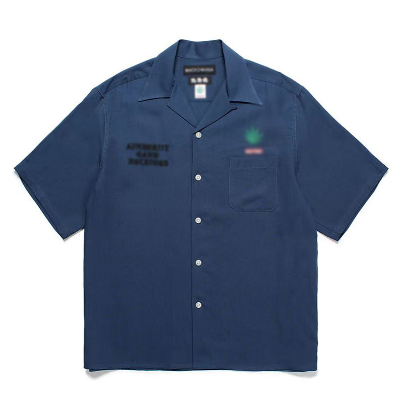 GUILTYPARTIES TIGER Shirts High Times25ss Joint Solid Color Embroidered Hawaiian Short Sleeve Shirt