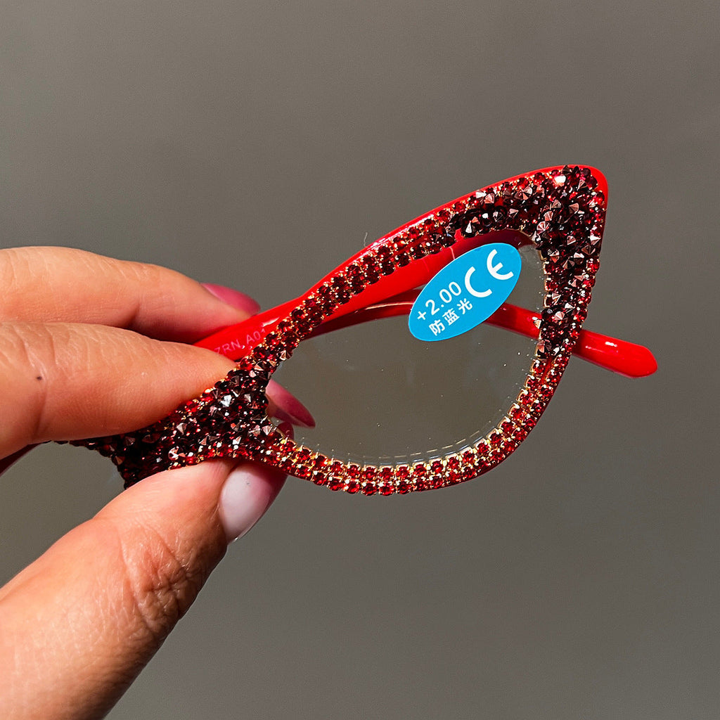 Trendy punk glasses rhinestone retro cat eye anti-blue light