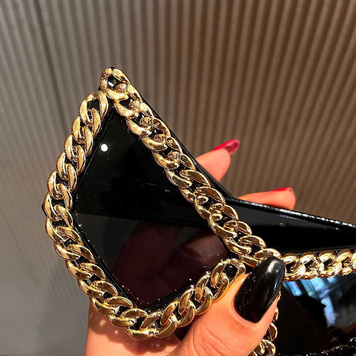 Trendy punk glasses chain retro cat eye