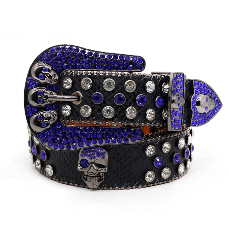 Hip-hop punk rhinestone belt skull punk dark style