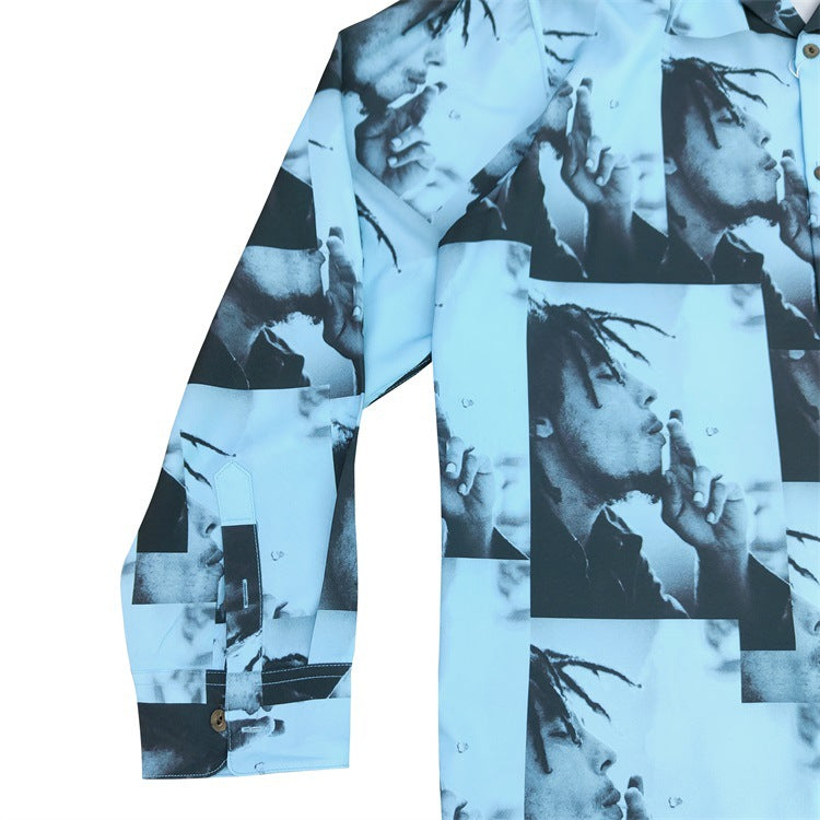 GUILTYPARTIES TIGER Long sleeved shirt BOB MARLEY Reggae rock portrait Hawaiian long sleeved shirt