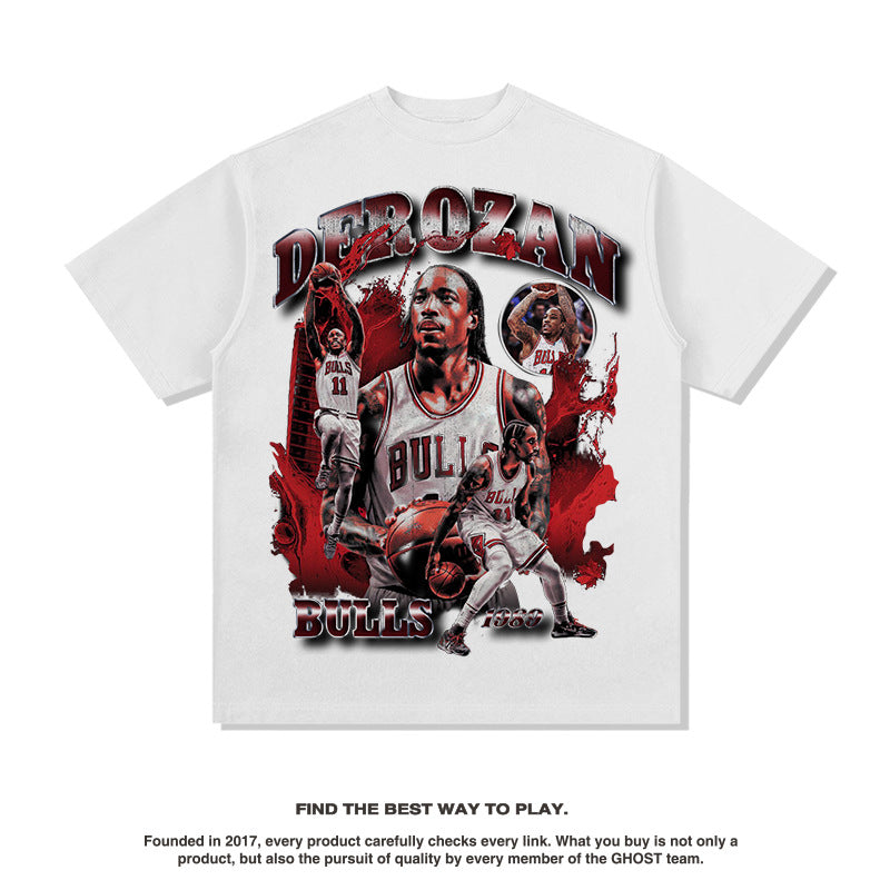Nba T Shirt Printed Short-Sleeved T-shirt Loose Shoulder Summer Fashion Brand Top Men High-quality pure cotton comfortable and trendy clothing