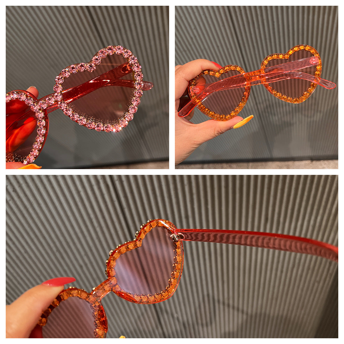 Trendy punk glasses diamond-encrusted uv protection