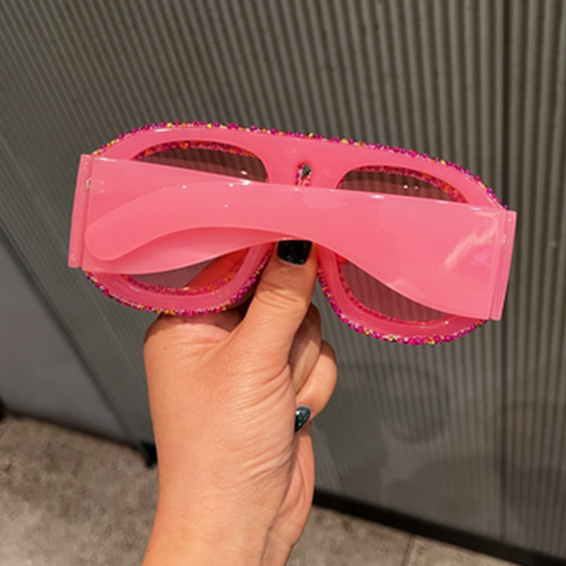 Trendy punk glasses retro diamond