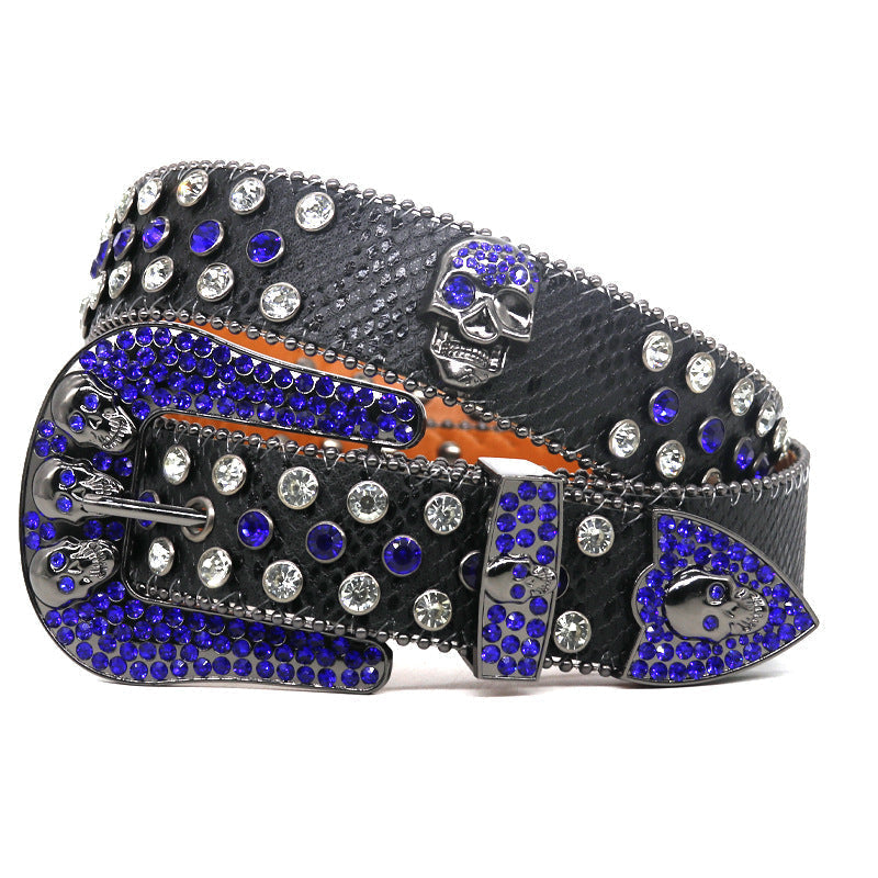 Hip-hop punk rhinestone belt skull punk dark style