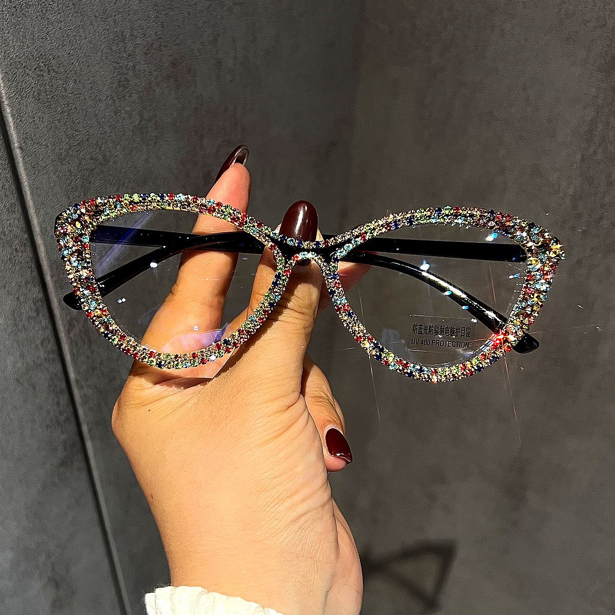 Trendy punk glasses anti-blue light