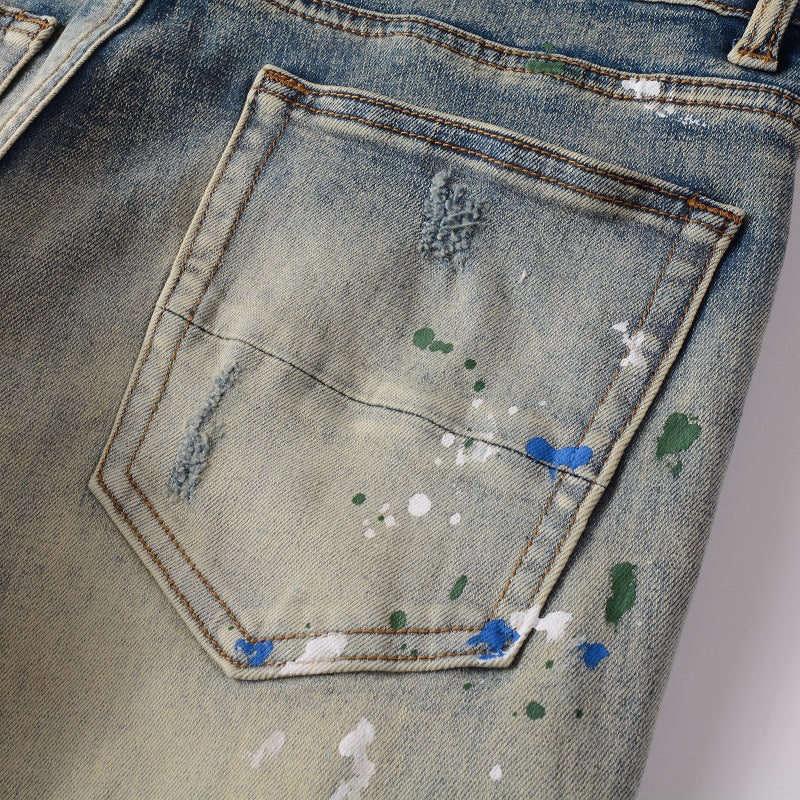 AMIRI Jeans Graffiti Hole & Patch Stretch Slim Fit #883