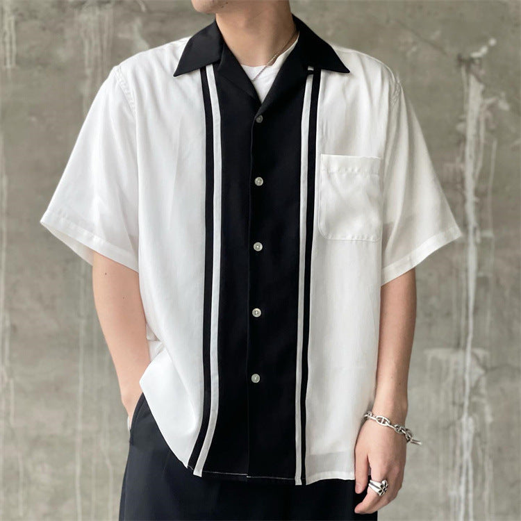 GUILTYPARTIES TIGER Shirts 23SS TWOTONE SHIRT Striped color-matching Hawaiian short-sleeved shirt