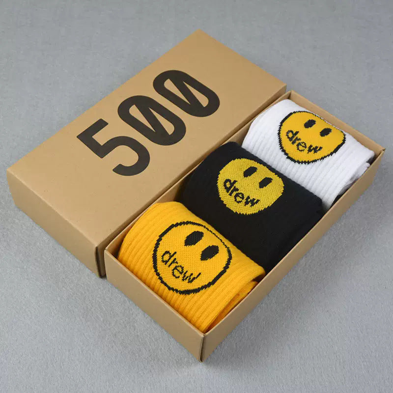 Men socks smiley face medium tube