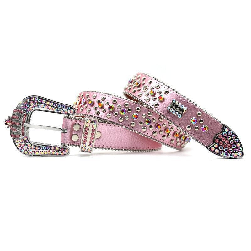 Hip-hop punk rhinestone belt crown pattern