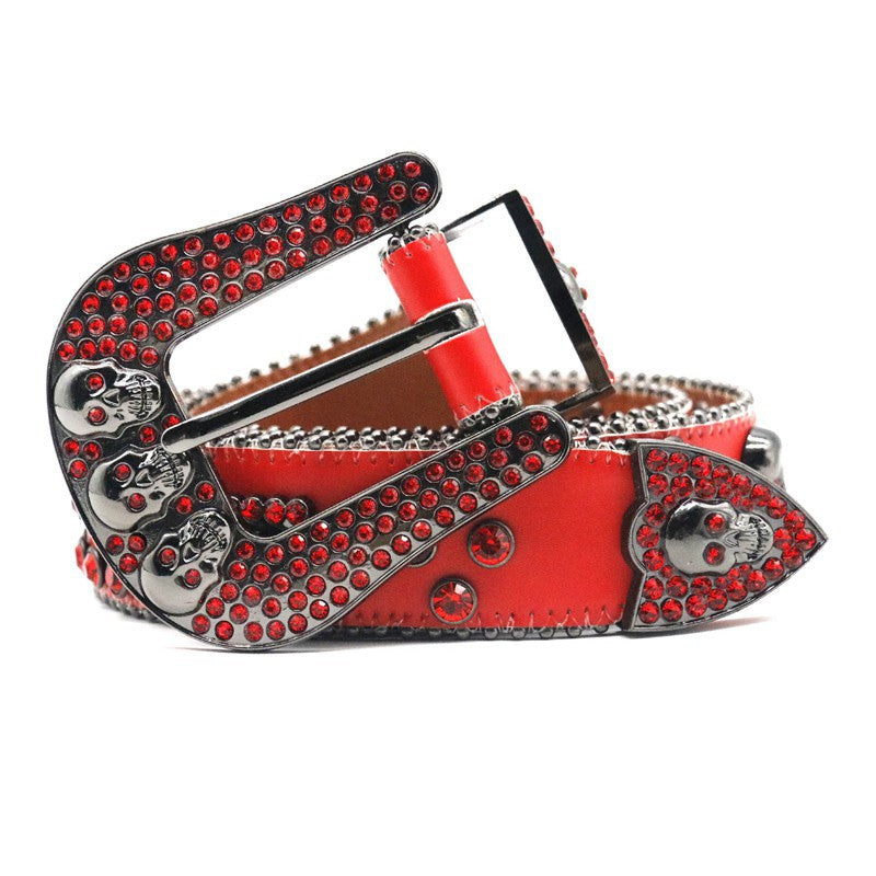 Hip-hop punk rhinestone belt skull rhinestone punk style