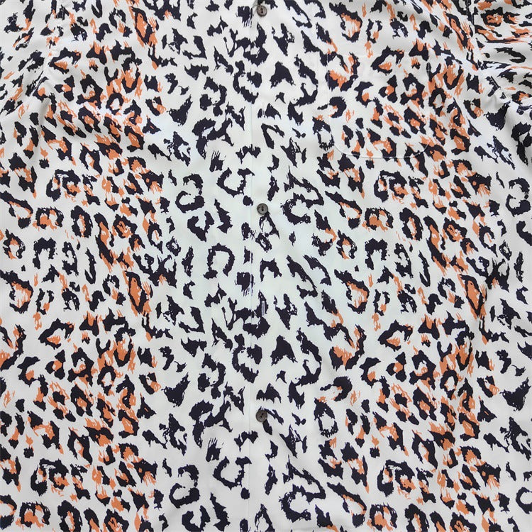 GUILTYPARTIES TIGER Shirts Leopard Rayon Hawaiian Short Sleeve Shirt Beach Vacation Shirt