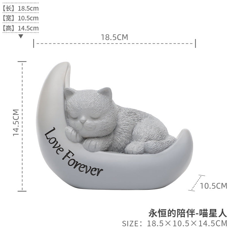 Pet Grave Marker Resin Cartoon Pet Urn Dog Cat Funeral Memorial Supplies Cremation Ashes Storage Jar