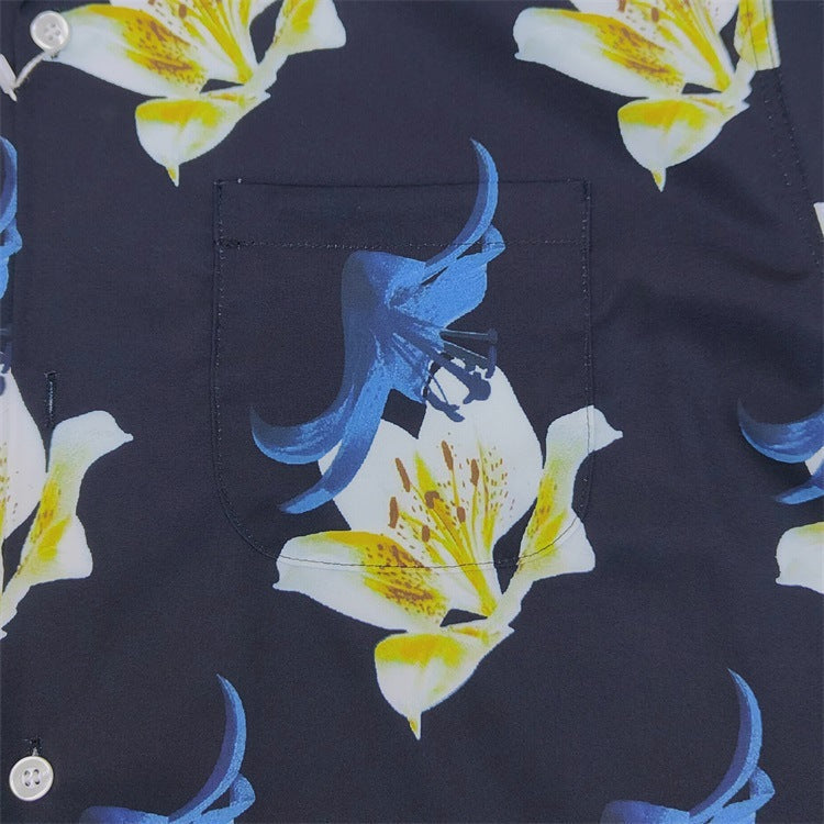 GUILTYPARTIES TIGER Shirts Limited Lily, Bird of Paradise Rayon Hawaiian Short Sleeve Shirt Men