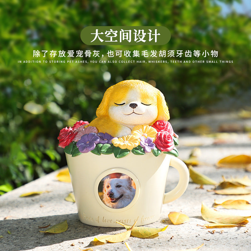 Pet Grave Marker Cartoon Kitten Puppy Funeral Cremation Ashes Storage Container Pet Memorial Urn Pet Supplies