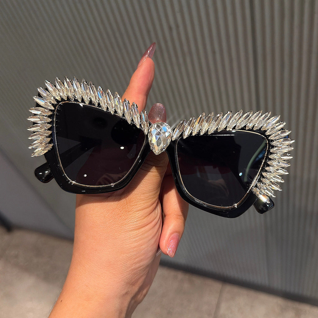 Trendy punk glasses flash diamond