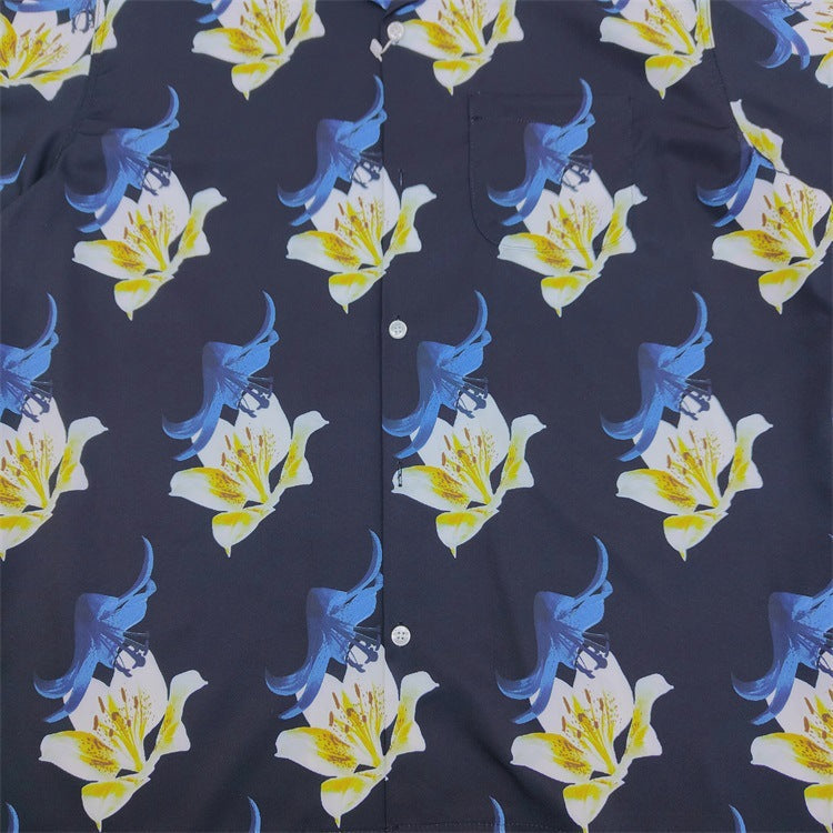 GUILTYPARTIES TIGER Shirts Limited Lily, Bird of Paradise Rayon Hawaiian Short Sleeve Shirt Men