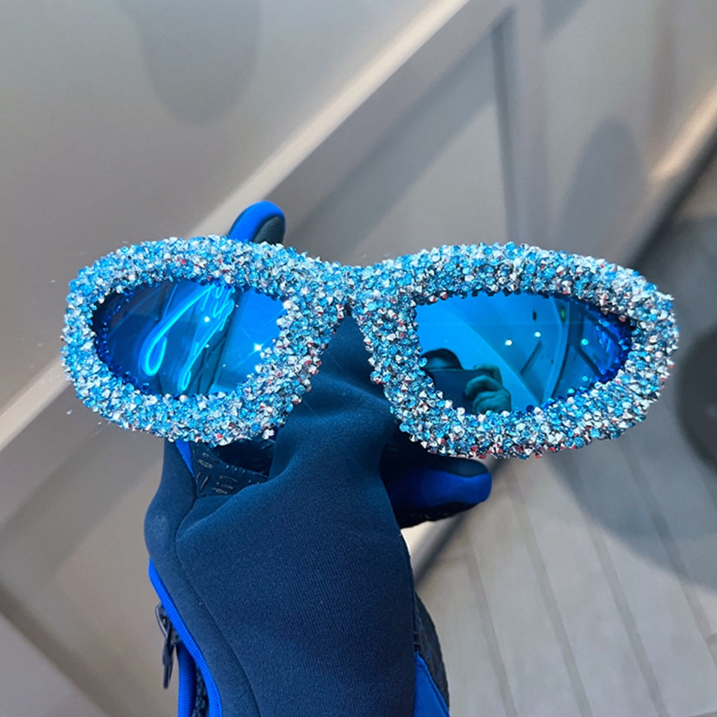 Trendy punk glasses full of diamonds y2k