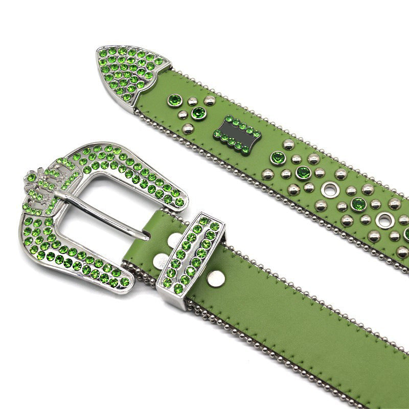 Hip-hop punk rhinestone belt alloy crown