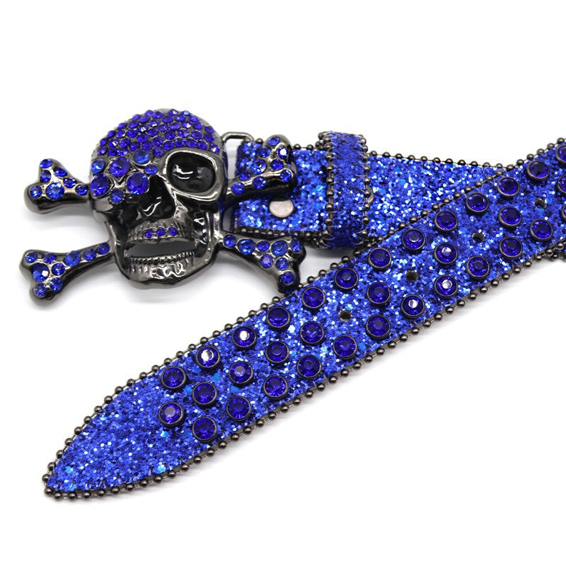 Hip-hop punk rhinestone belt punk skull decoration