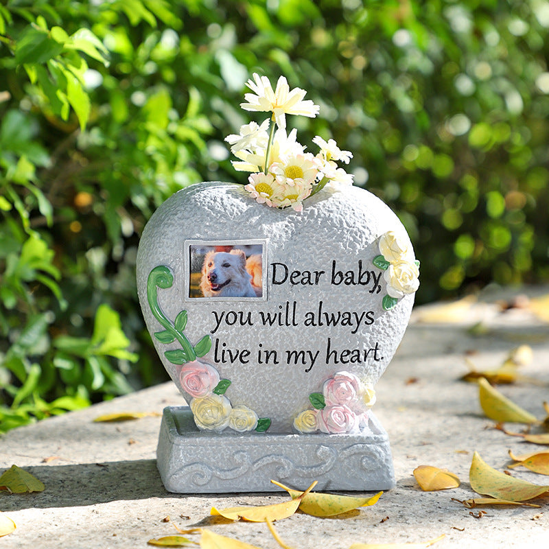 Pet Grave Marker Pet Cat Puppy Funeral Tombstone Heart Resin Urn Animal Cremation Storage Container