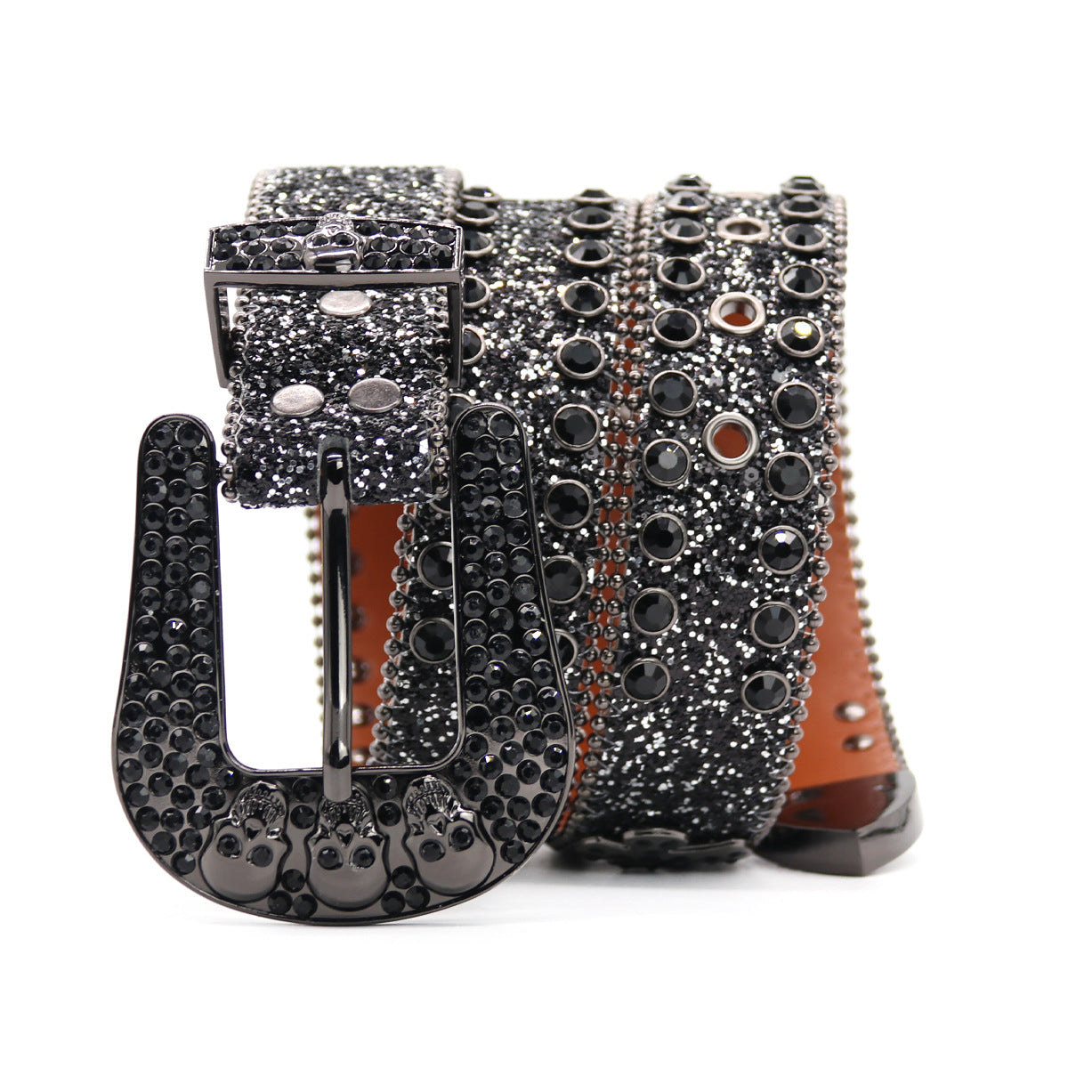 Hip-hop punk rhinestone belt skull dark style
