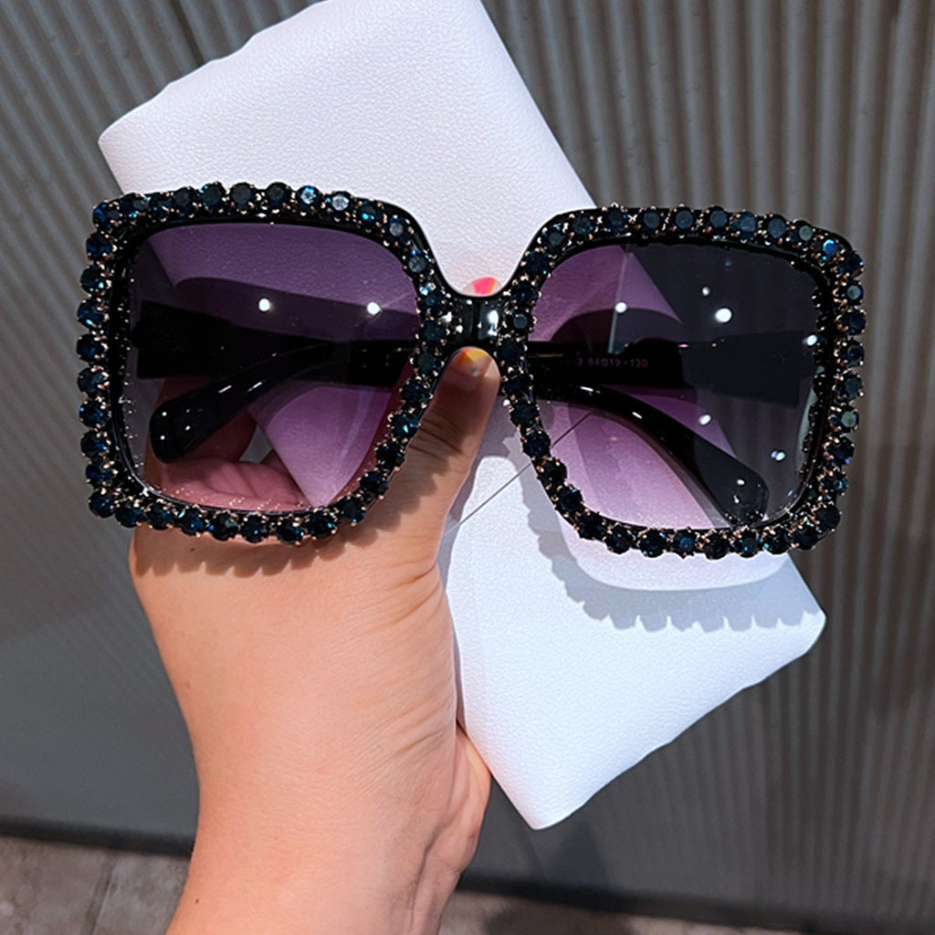 Trendy punk glasses diamond square frame