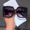 Trendy punk glasses diamond square frame