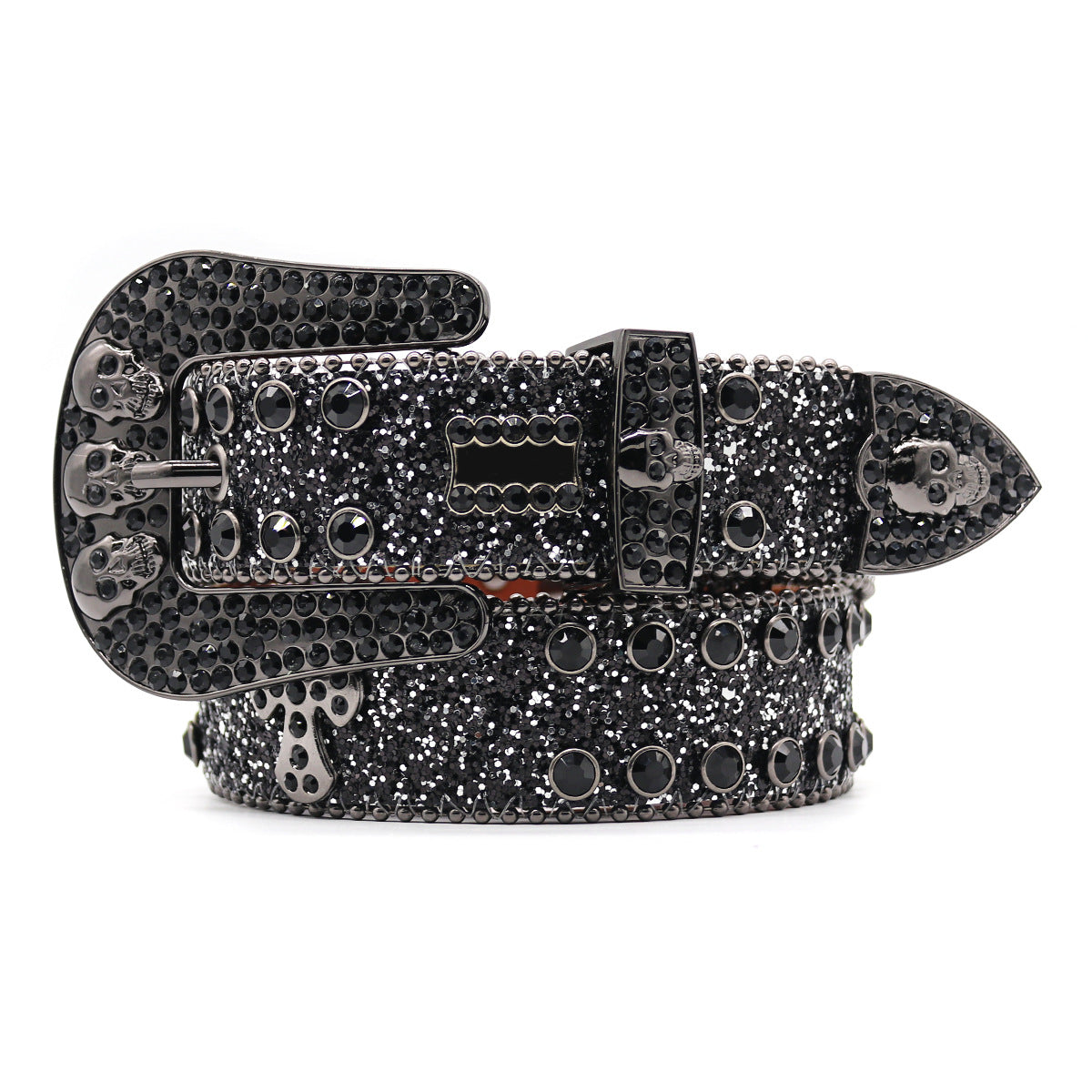 Hip-hop punk rhinestone belt skull dark style