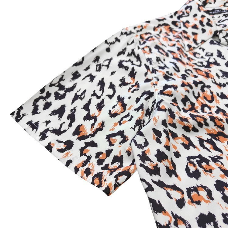GUILTYPARTIES TIGER Shirts Leopard Rayon Hawaiian Short Sleeve Shirt Beach Vacation Shirt