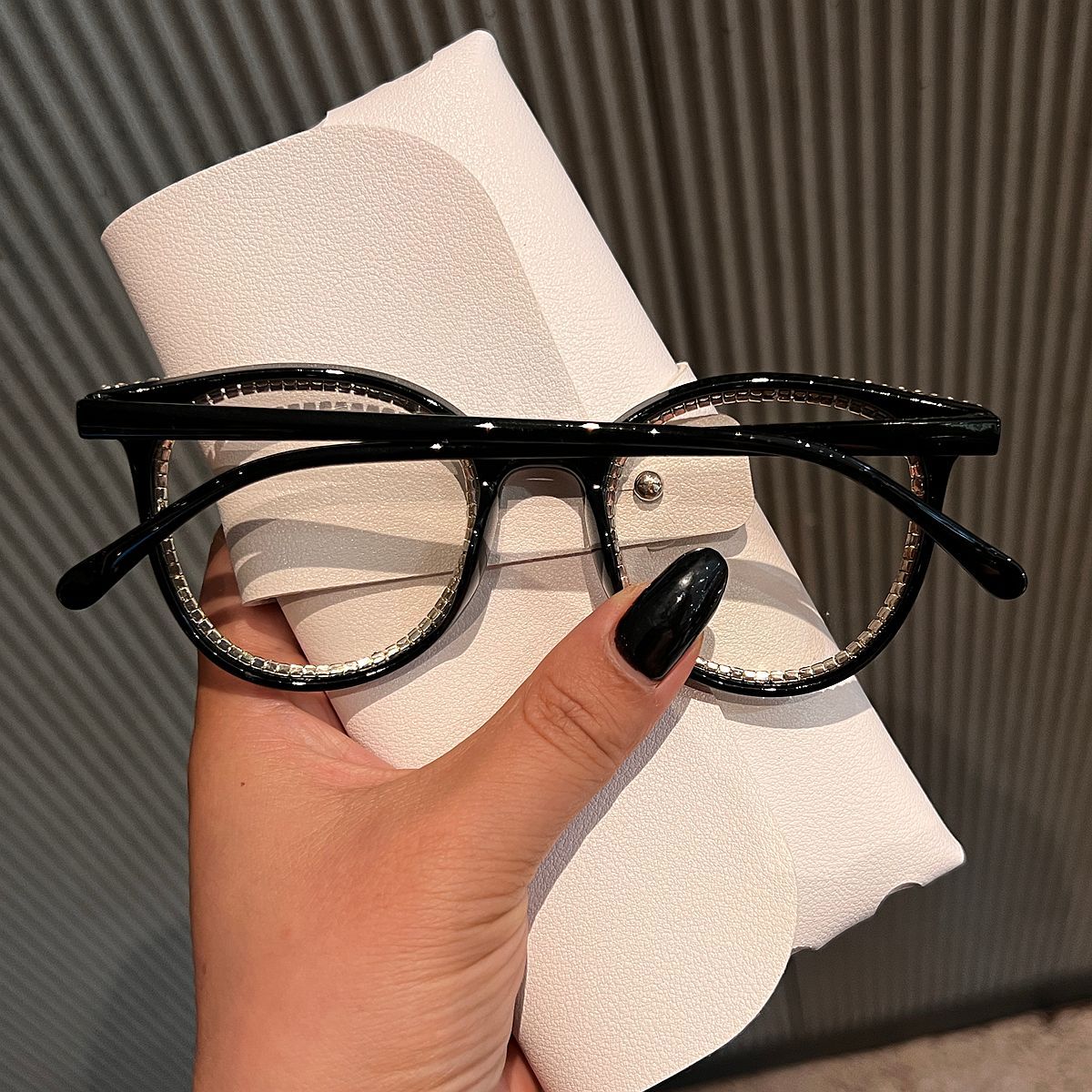 Trendy punk glasses diamond retro anti-blue light