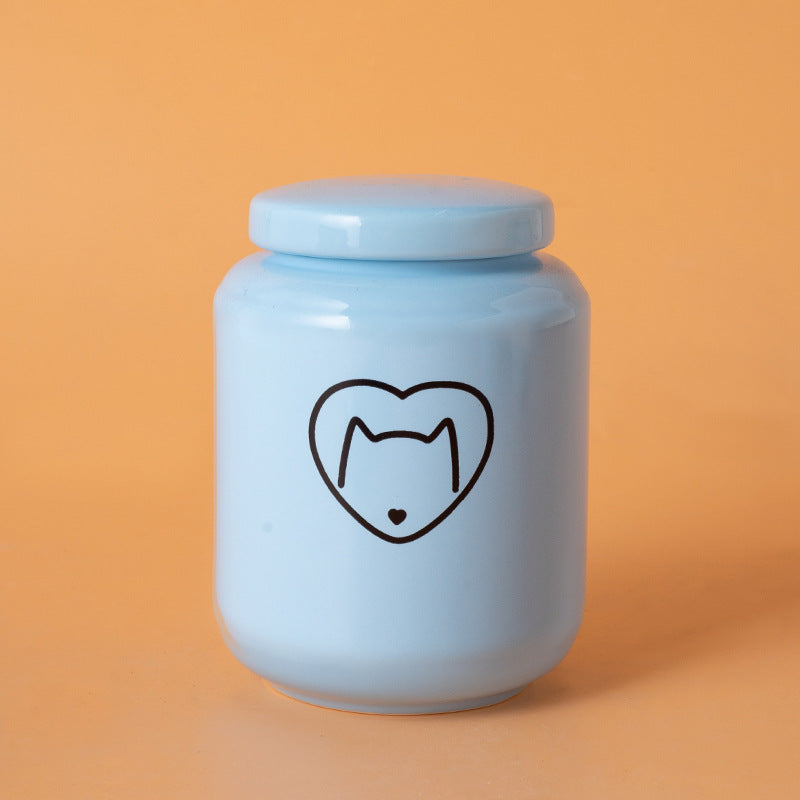 Pet Urn Dog Cat Ceramic Pet Memorial Jar Sealed with Lid Bone Jar Funeral Supplies